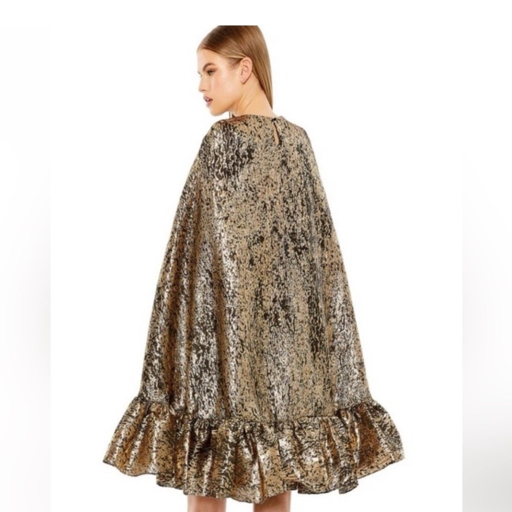 Mac Duggal Metallic Textured Dress- Gold - Picture 3 of 9